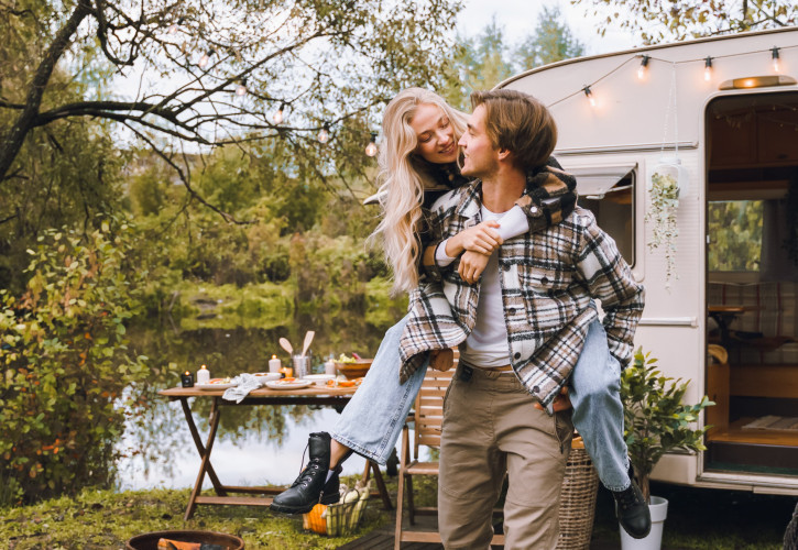 couple on a caravan holiday