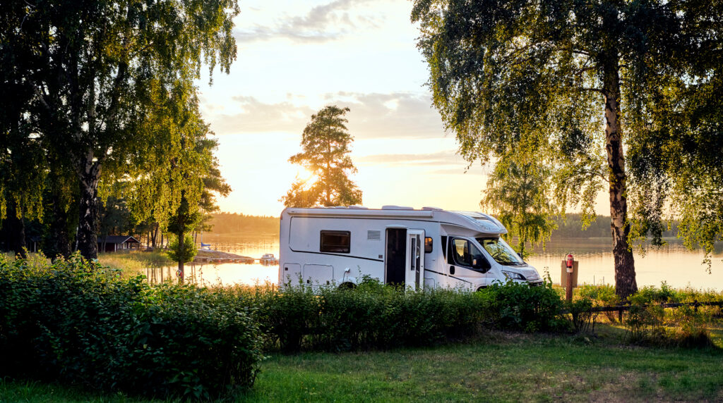 Motorhome in a forest