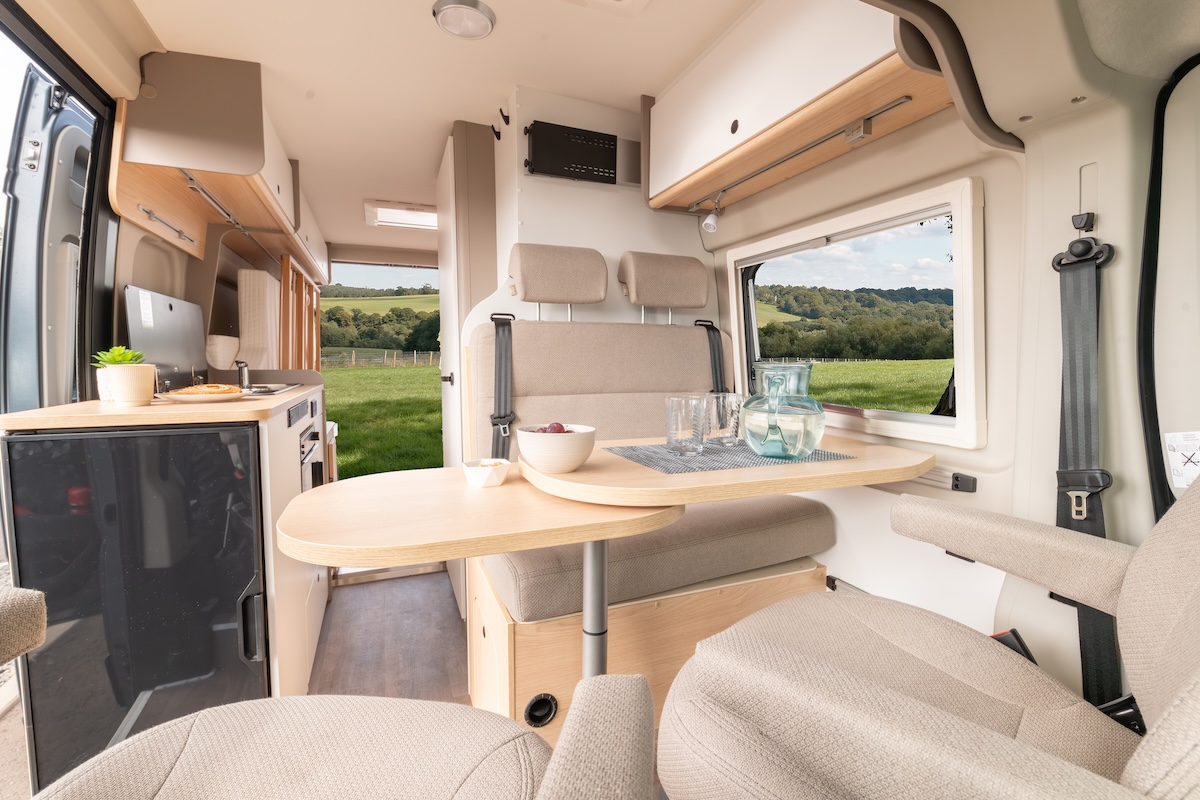 2026 Elddis Whirlwind Gtv Dining Space Rear Open Doors Caption
