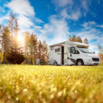 motorhome parked up in a field